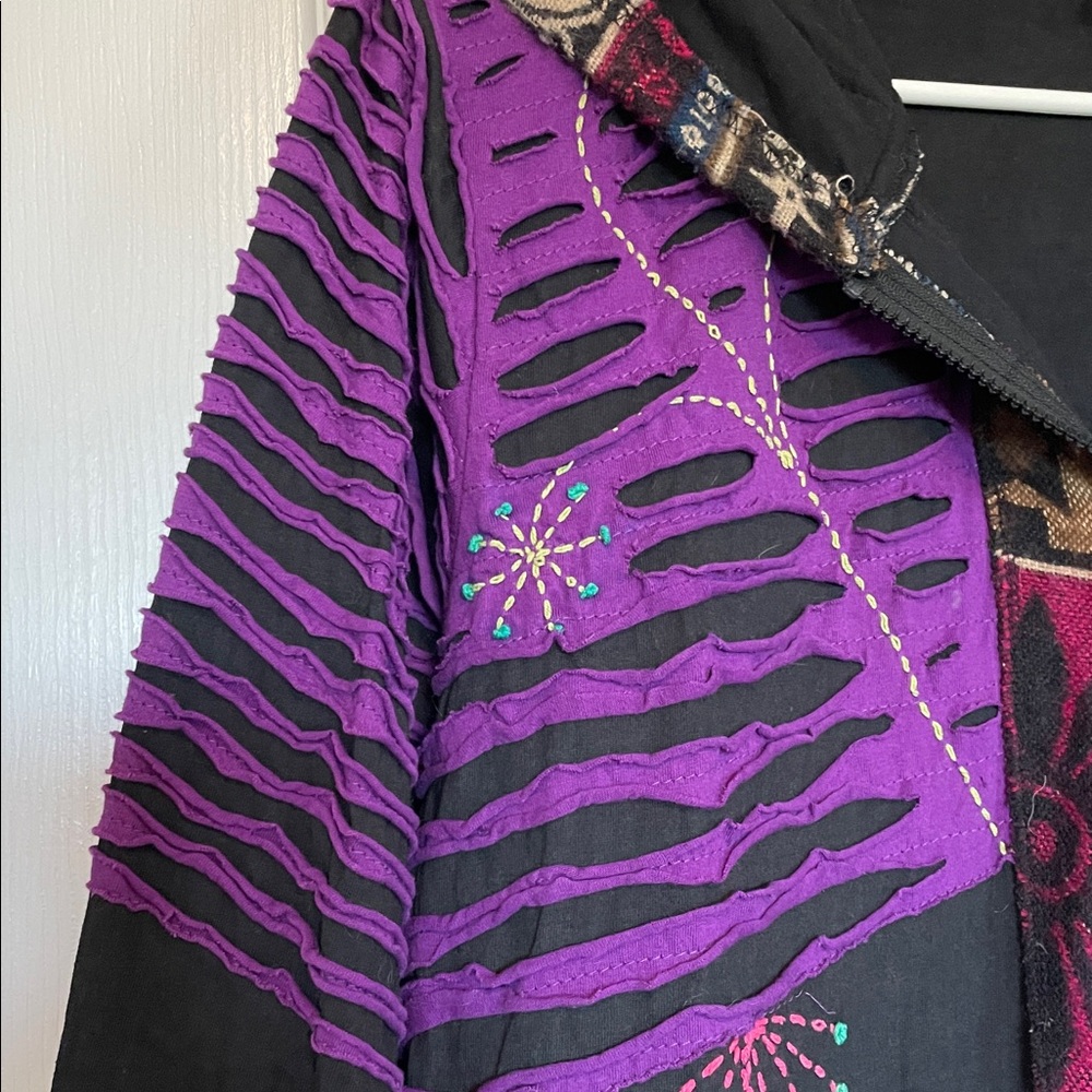 Rising International 2XL Purple/Black Hooded full zip Cardigan jacket tribal - Picture 5 of 11